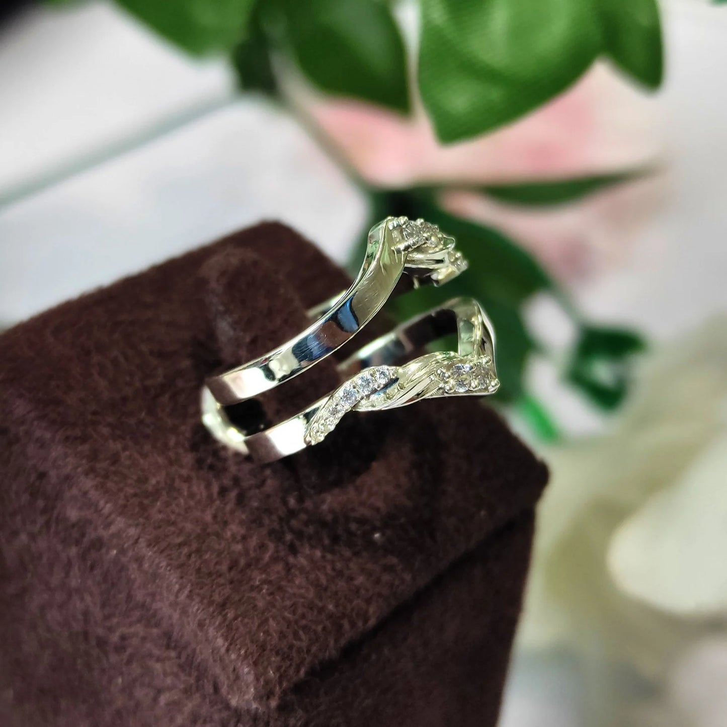 Round Cut White Diamond Ring Wrap Enhancer- V Shaped Ring in 925 Sterling Silver