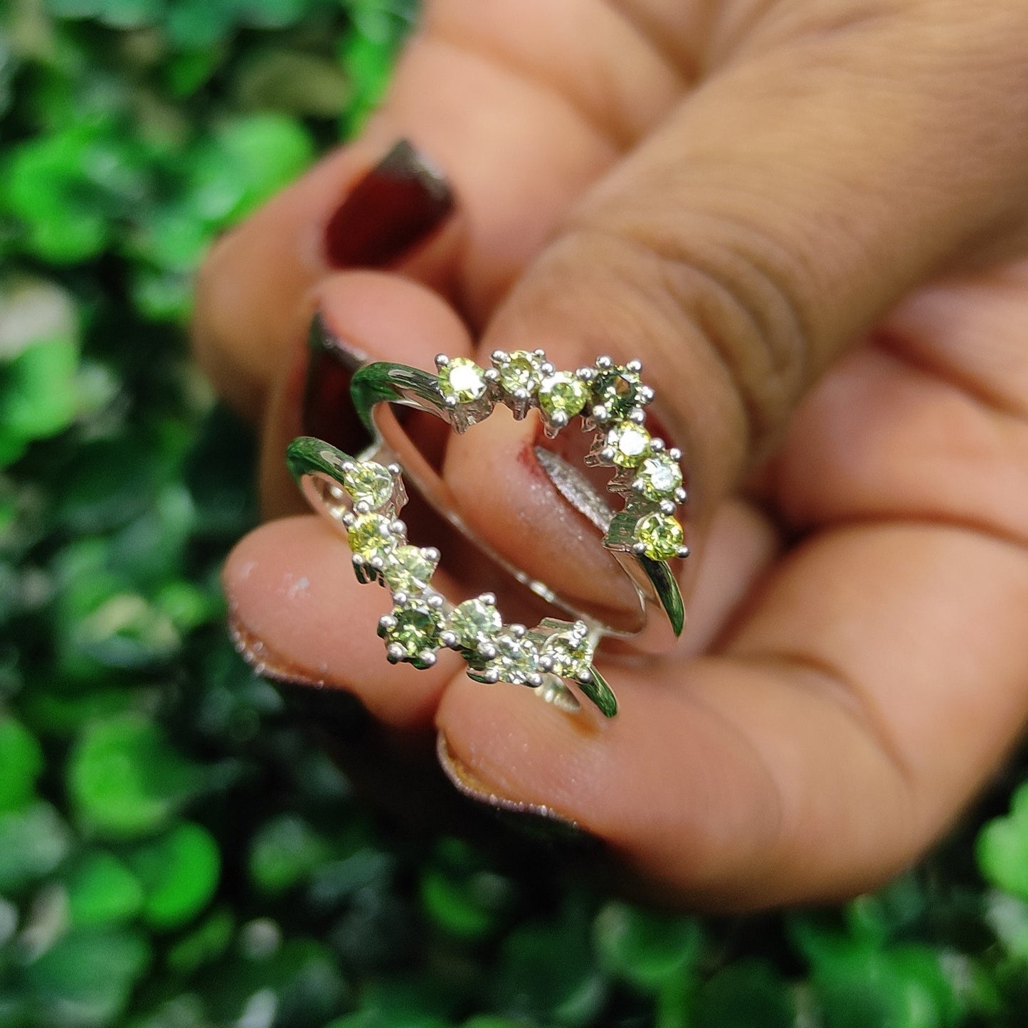 Round Cut Peridot Cluster Ring Enhancer- Custom Ring Wrap- 925 Sterling Silver- Wedding Band Enhancer