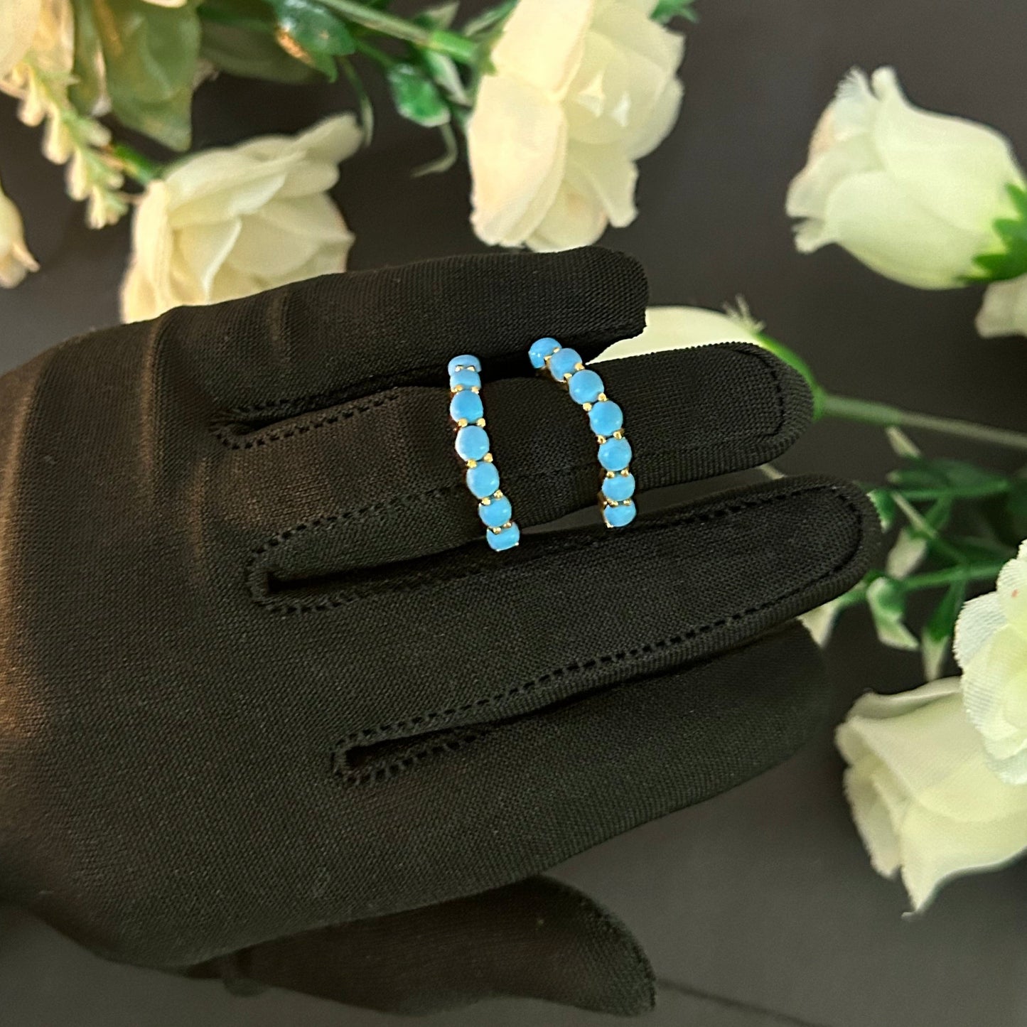 Traditional Turquoise Bands Wedding Ring Enhancer 14K Yellow Gold Vermeil Stackable Rings