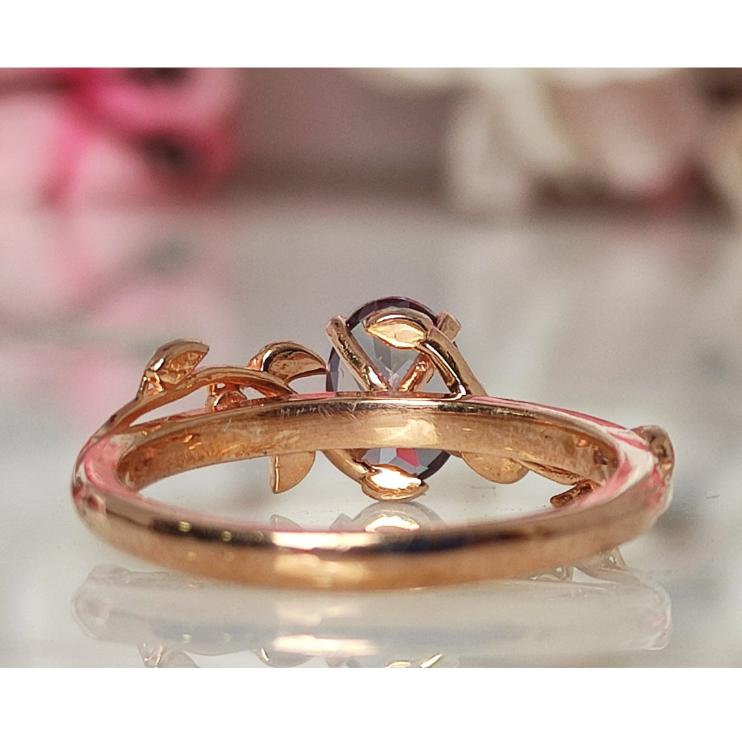 Anillo de compromiso de rutilo de cuarzo negro