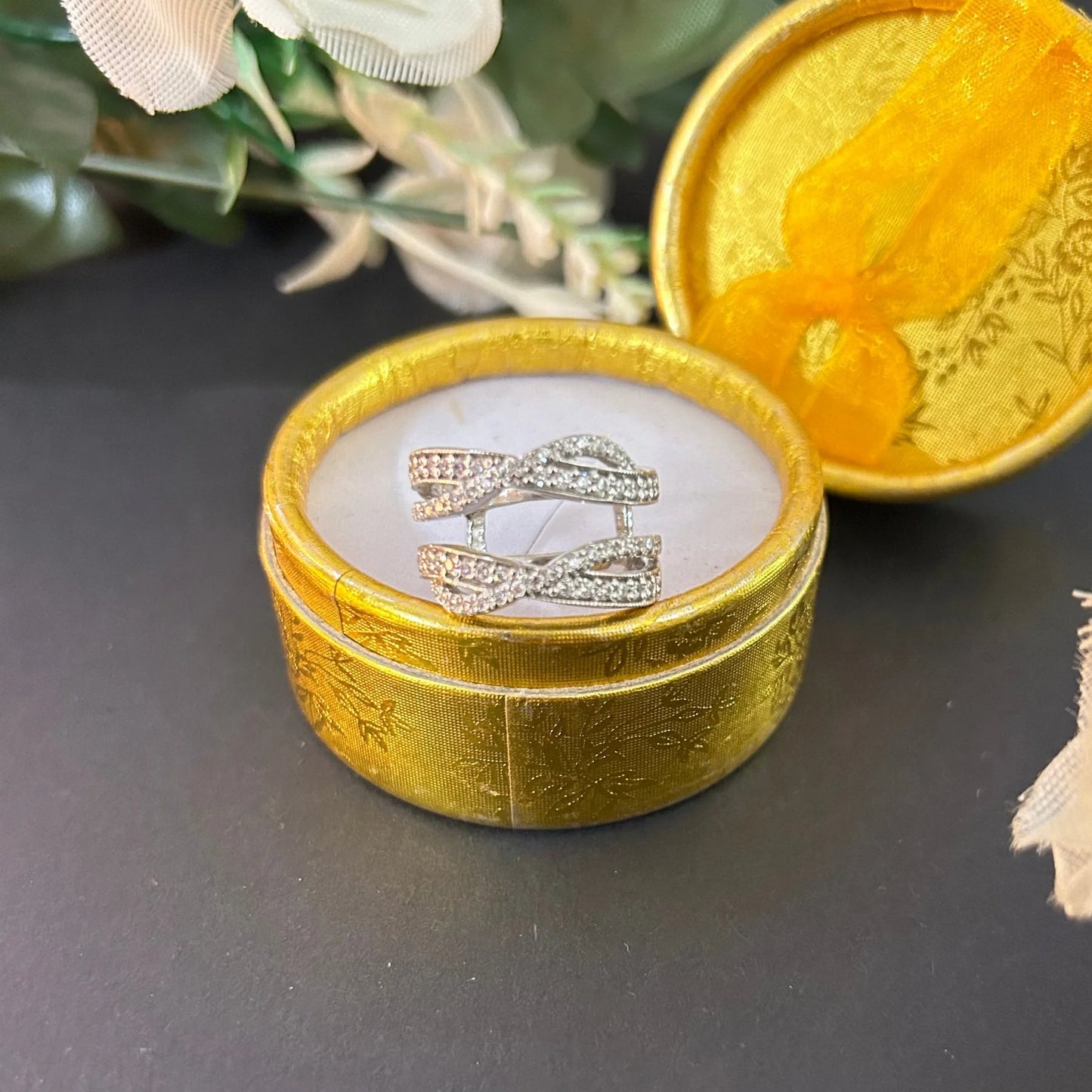 Solitaire Engagement Wrap Ring Jacket in 14K Yellow Gold Vermeil- Vintage Ring Guard