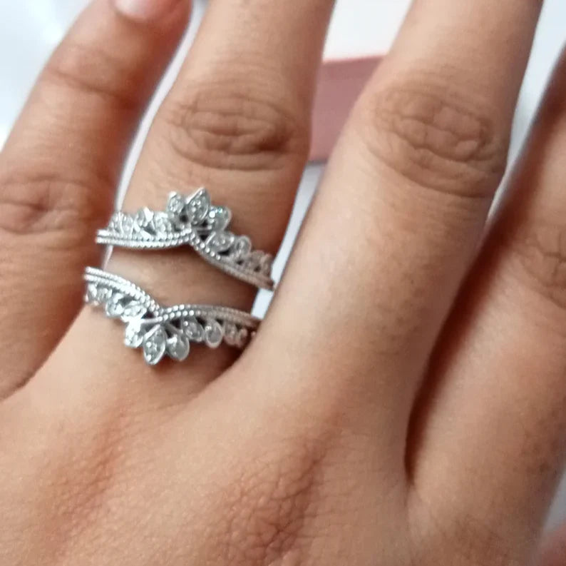 Round Cut Diamond Enhancer Wedding Ring Gaurd in 925 Sterling Silver