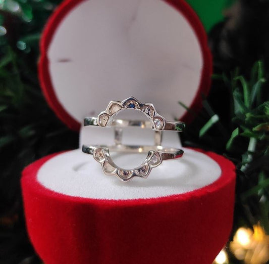 Floral Plain Ring Enhancer- Wedding Ring Wrap- 925 Sterling Silver- Engagement Ring Gurad