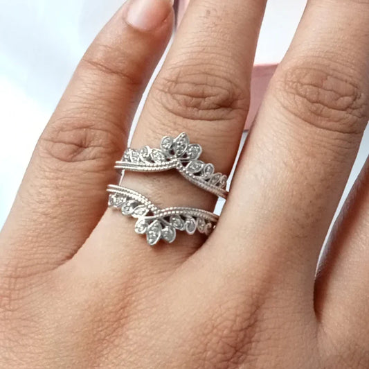 Round Cut Diamond Enhancer Wedding Ring Gaurd in 925 Sterling Silver