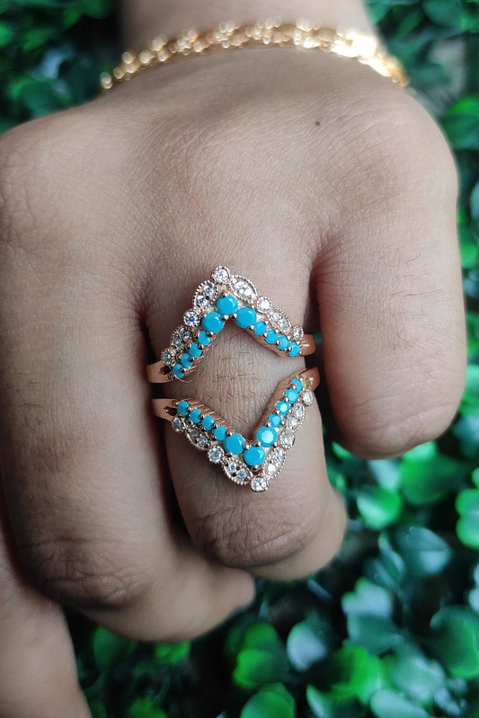 Vintage Turquoise Ring Guard 925 Sterling Silver December Birthstone Ring Jacket