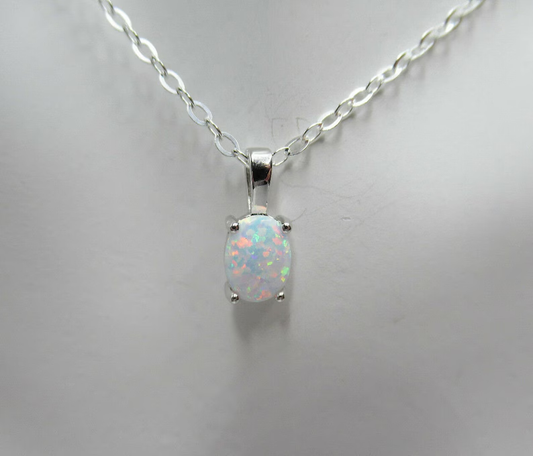 Oval Cut Fire Opal Pendant Necklace- Solitaire Pendant With 18" Chain- Birthstone Pendant Gift Fo Women