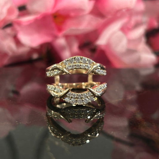 0.88Ct Round Cut White Diamond Wedding Ring Guard- Engagement Ring Jacket in 925 Sterling Silver