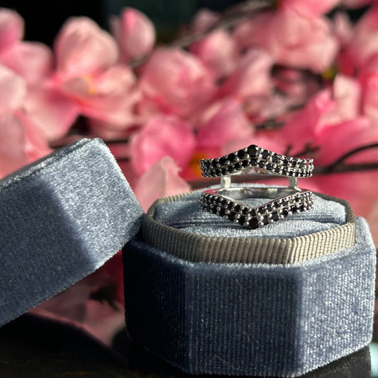 RAVEN 0.43Ct. Black Diamond Engagement Ring Guard 14K White Gold Vermeil Wedding Ring Wrap