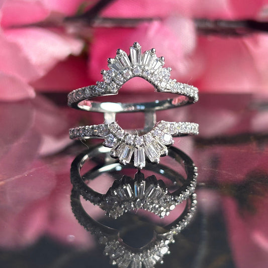 0.88Ct. Baguette Ring Guard- 925 Sterling Silver Wedding Ring Enhancer Wrap- Gift For Her
