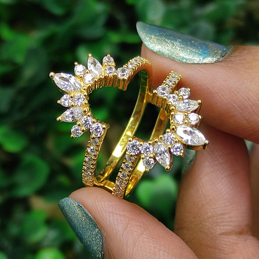 RAVEN Customizable White Diamond Wedding Ring Enhance Wrap- Engagement Ring Jacket in 925 Sterling Silver