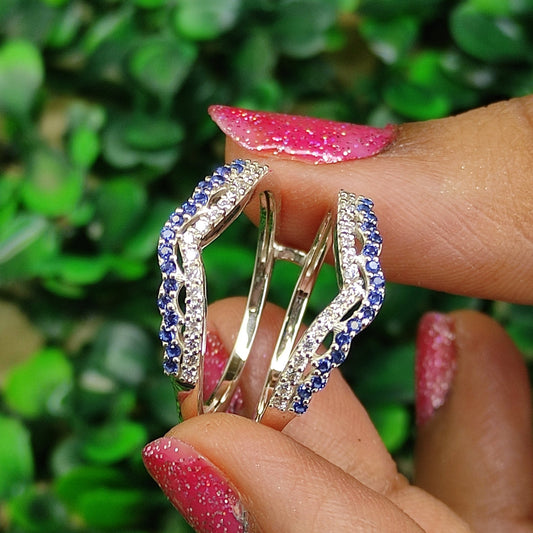 SKYE Round Cut Blue Sapphire and White Diamond Engagement Ring Enhancer in 14K Yellow Gold Vermeil