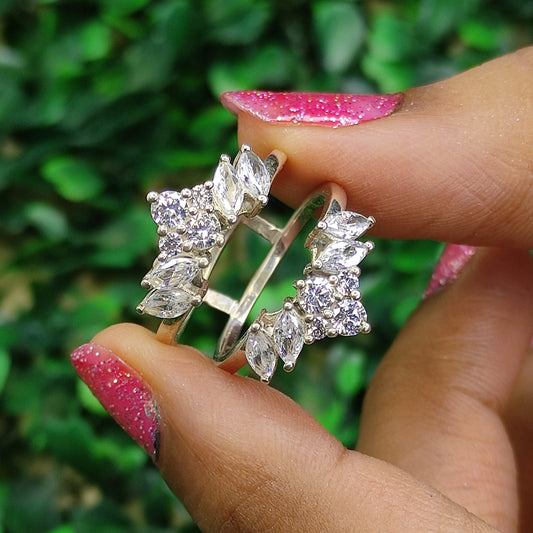 0.56Ct. Marquise and Round Cut White Diamond Wedding Ring Guard- Engagement Ring Jacket For her