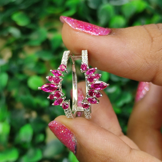 0.52Ct. Marqusie and Round Cut Ruby and Diamond Wedding Ring Enhancer in 925 Sterling Silver