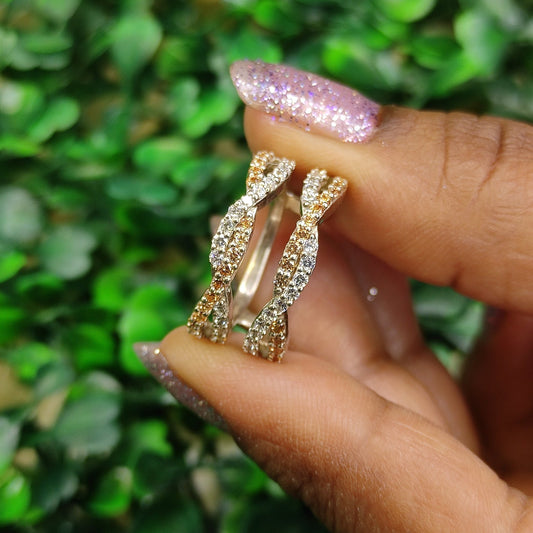 Lite Champagne Diamond and White Diamond Infinity Double Band Wedding Ring Guard in 925 Sterling Silver