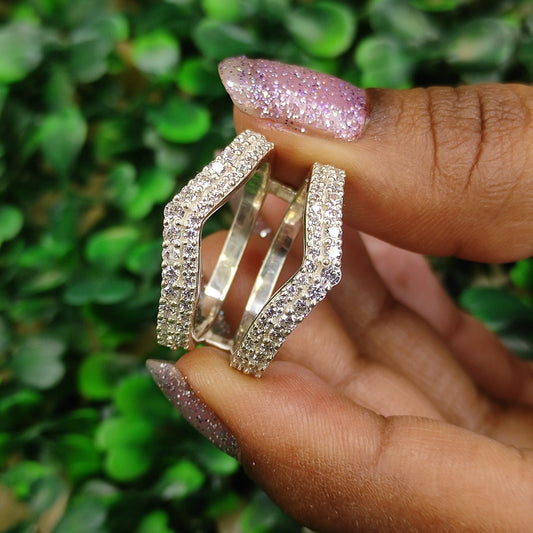 1.10Ct Round Cut White Diamond Ring Guard- Engagement Ring Enhance Wrap in 925 Sterling Silver