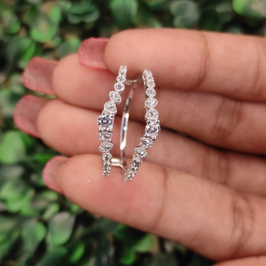 Vintage 0.35Ct Round Cut Diamond Wedding Engagement Ring Guard Wrap Band