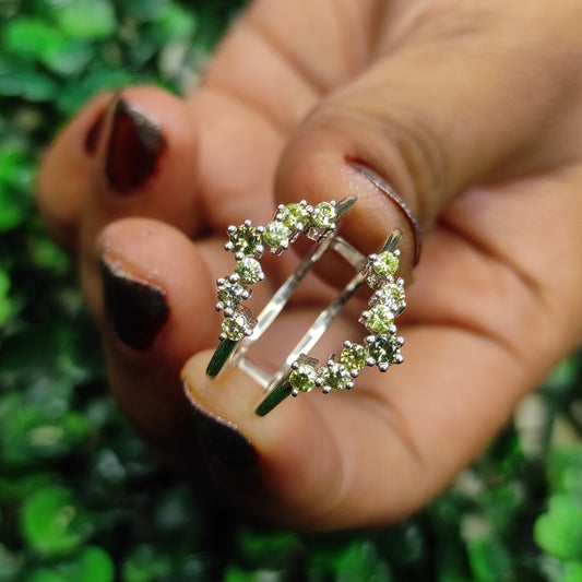 Round Cut Peridot Cluster Ring Enhancer- Custom Ring Wrap- 925 Sterling Silver- Wedding Band Enhancer