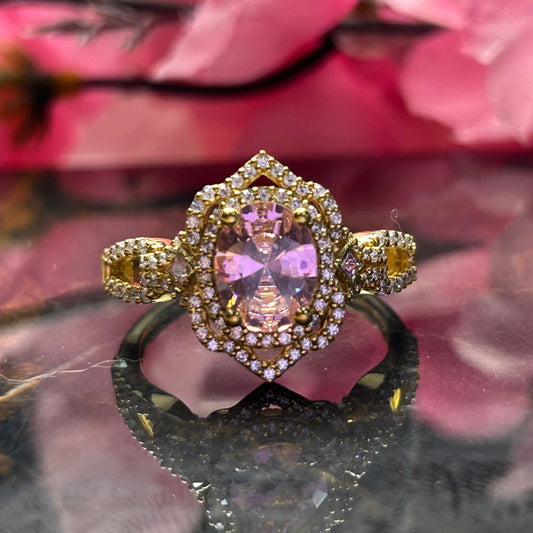 Aurora Morganite Wedding Ring 925 Sterling Silver Halo Diamond Engagement Ring