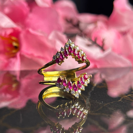 Marquise Cut Ruby Ring Guard- July Birthstone Wedding Engagement Ring Enhancer Wrap For Women