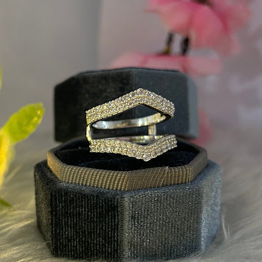 1.20Ct. Round Cut White Diamond Double Curved Wedding Ring Enhancer in 925 Sterling Silver