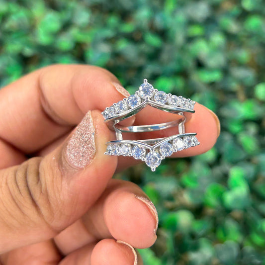 Round Cut Diamond Ring Wrap Enhancer- Engagement Ring Guard- 925 Sterling Silver- Gift For Mum