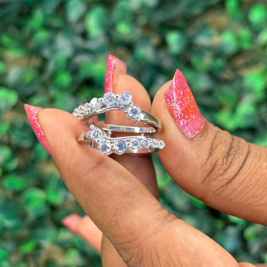 Round Cut Diamond Ring Wrap Enhancer- Wedding Ring Guard- 925 Sterling Silver- Stacking Ring