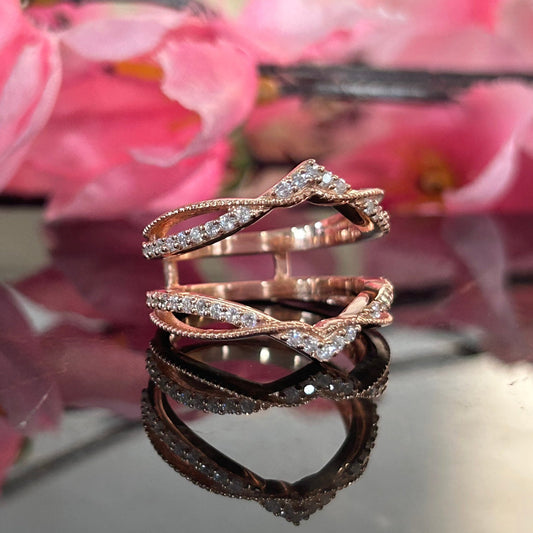 1.22Ct. White Diamond Ring Guard-Stackable Rings Wraps- Promise Bridal Ring