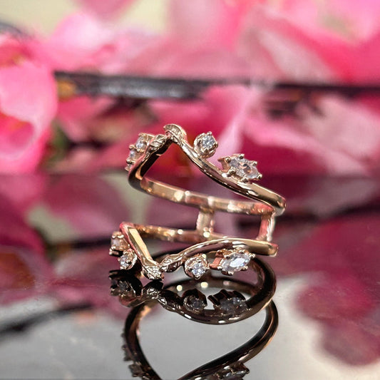 NATURE Moissanite Ring Guard- Leafr Branch Ring Enhancer- Engagement Wedding Ring Jacket