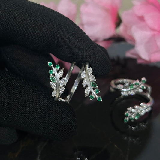 Unique Leaf Floral Moissanite Wedding Ring Enhancer Vintage Solid Silver Double Curved Enhancer Ring