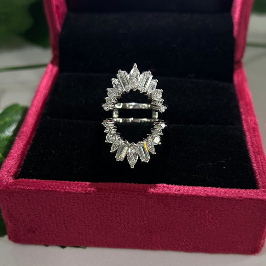 JOY 1.80Ct. Baguette Ring Guard- Wedding Engagement Ring Enhance Wrap In 925 Sterling Silver
