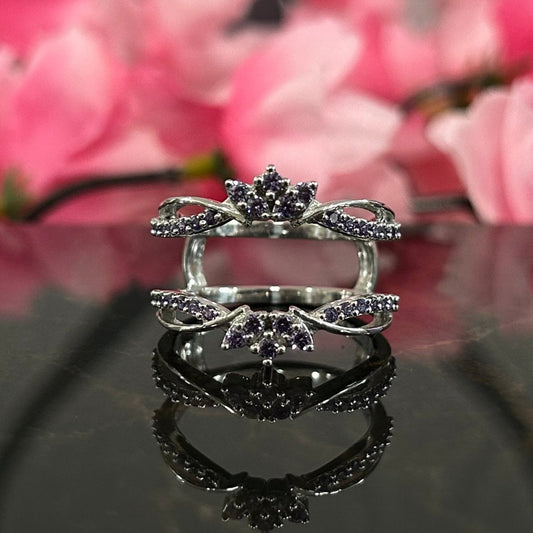 Round Cut Amethyst Ring Enhancer- Vintage Style Ring Enhancer- 925 Sterling Silver- Bridal Ring