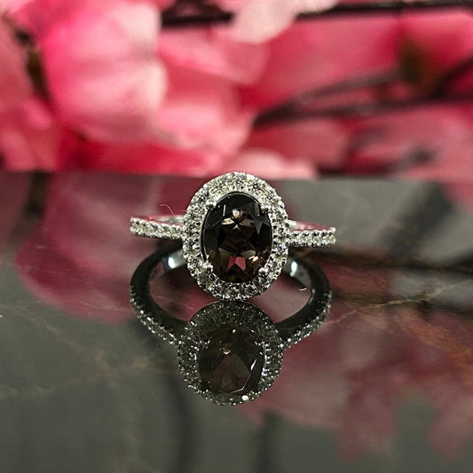 Anillo de compromiso de diamantes de color champán natural