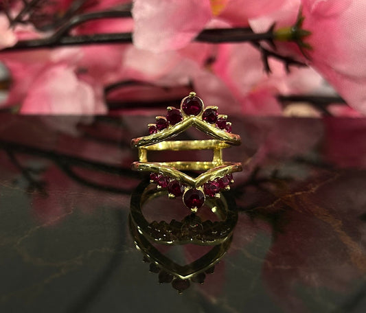 Round Cut Ruby Ring Guard- Wedding Ring Enhancer Wrap- Engagement Ring Jacket