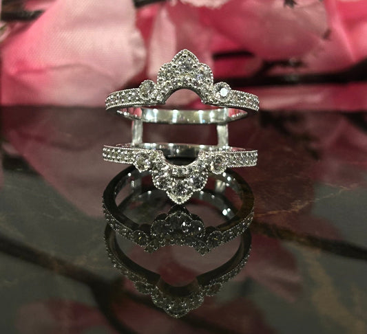 Vintage Diamond Engagement Ring Enhance Wrap 925 Sterling Silver Stackable Ring