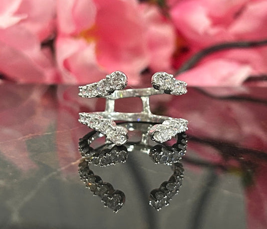 1.20Ct. White Diamond Open Ring Enhancer Wedding Ring Guard in 925 Sterling Silver