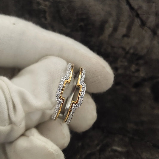 Round Cut Diamond Enhancer Ring in 14K Two Tone Gold Vermeil- Bridal Ring Guard