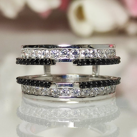 2.00Ct Diamond Cathedral Engagement Enhancer Band - 925 Sterling Silver - Wedding Enhancer Guard