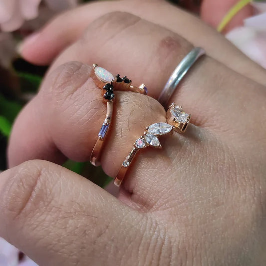 Opal Wedding Ring Guard in 14K Rose Gold Vermeil- Engagement Ring Enhancer For Women