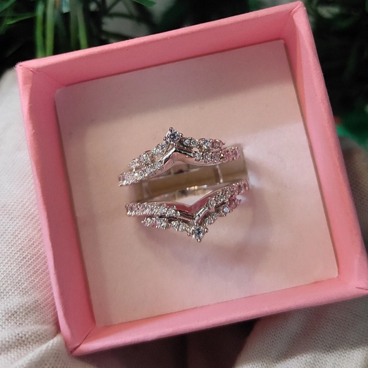 Round Cut Diamond Ring Wrap Enhancer- Vintage Ring Guard- 925 Sterling Silver- Gift For Her