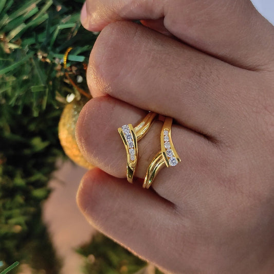 Round Cut Diamond Engagement Enhancer Ring- Vintage Wedding Wrap Ring in 14K Yellow Gold Vermeil