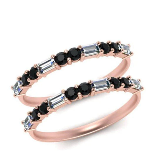Black Diamond Ring Enhancer in 14K Rose Gold Vermeil- Wedding Ring Guard