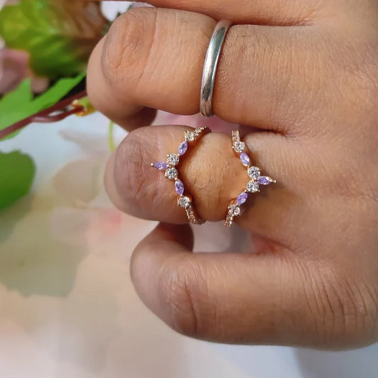 Marquise Cut Amethyst Wedding Enhancer Ring in 14K Rose Gold Vermeil